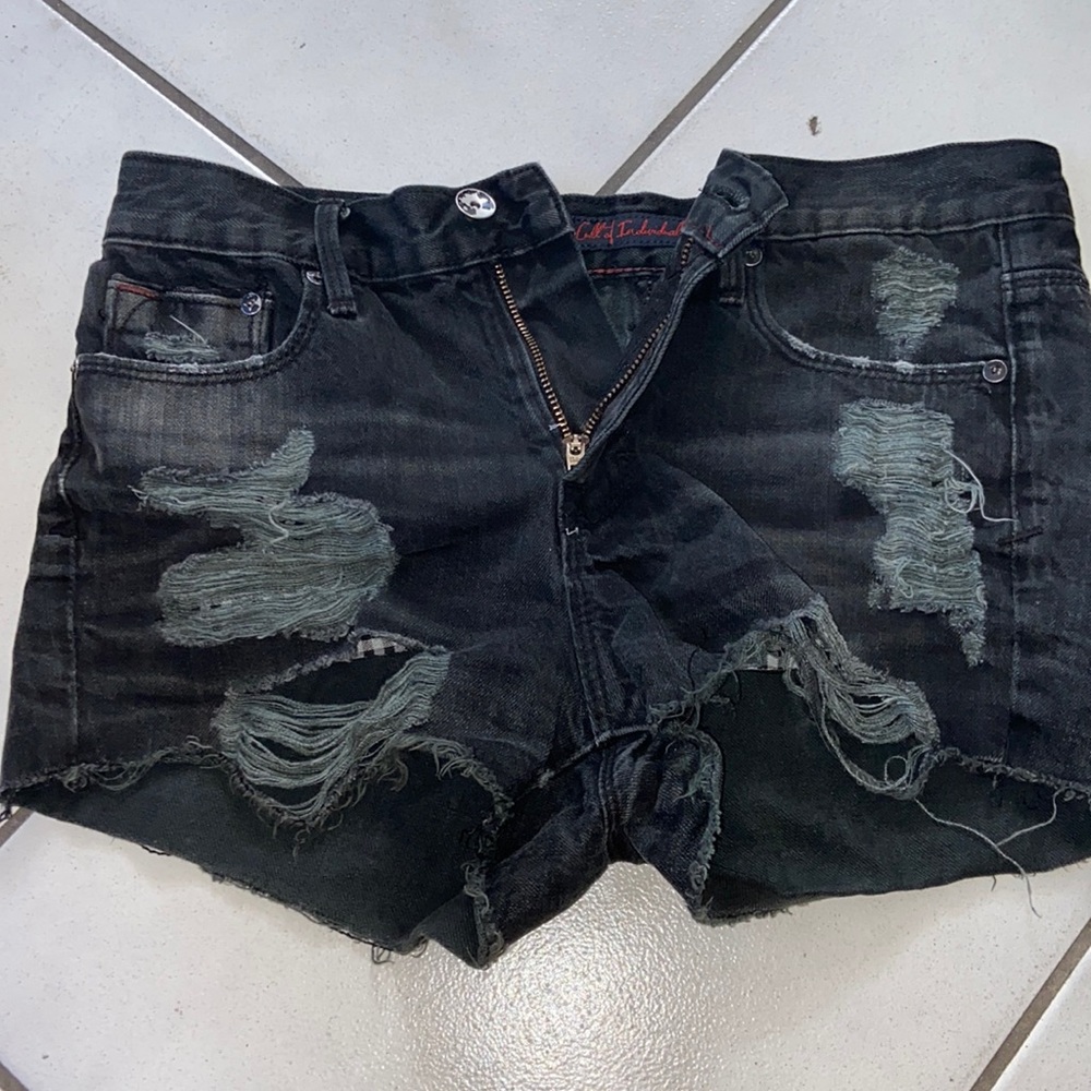 Women’s black denim shorts